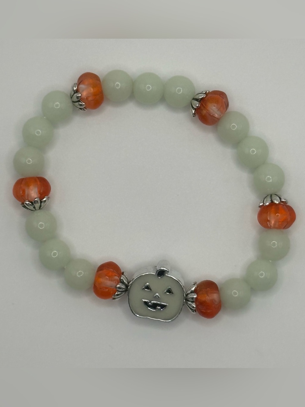 Pumpkin Charm Beaded Stretchie Bracelet